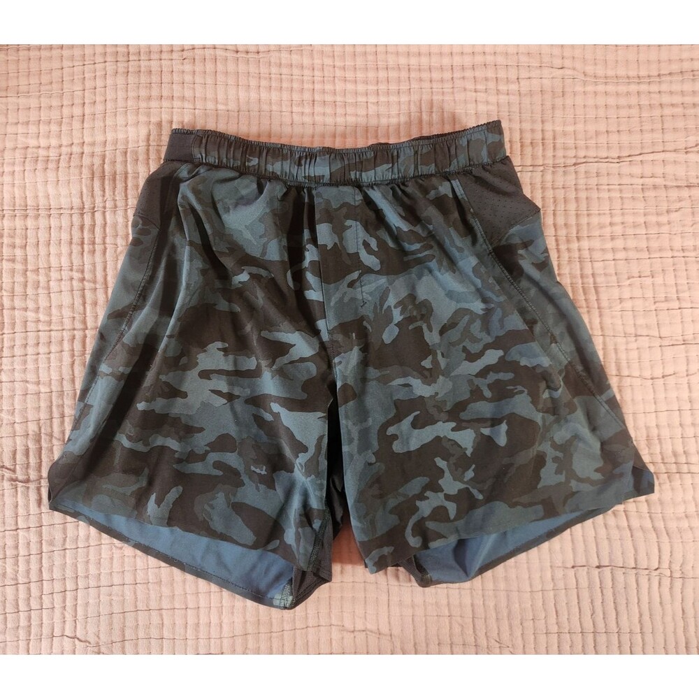 LULULEMON M7AB2S Blue Black Camo Surge Shorts Men's Small